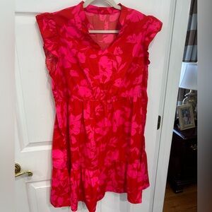 NWOT Red and Pink Floral Dress